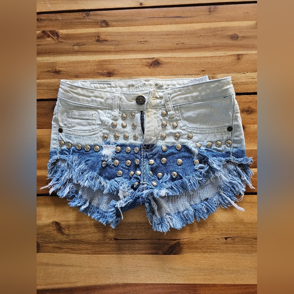 MACHINE NOUVELLE MODE Rhinestone Denim Short Shorts  Size Small